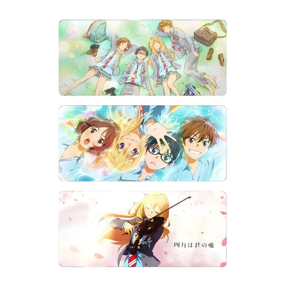 Sweet Romantic Anime Y-Your Lie in April Mouse Pad Large Gaming Mousepad with Stitched Edges Thickened Desk Mat PC