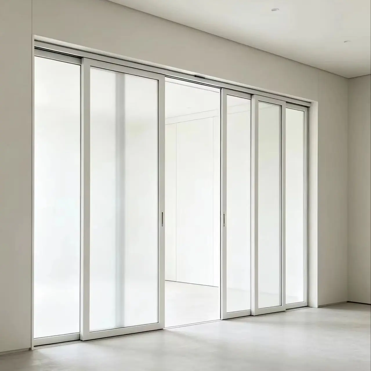 Modern Minimalist Powder Coating Aluminum Frame Glass Door Moisture Proof Finished Sliding Doors Soundproof Indoor Sliding Doors