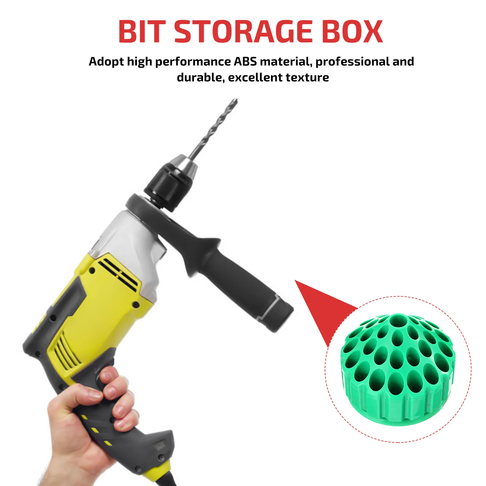 1pc Drill Bit Storage Box High Performance ABS Durable Tool Case Rotatable Organizer Stable Base Honeycomb Design Space Saver