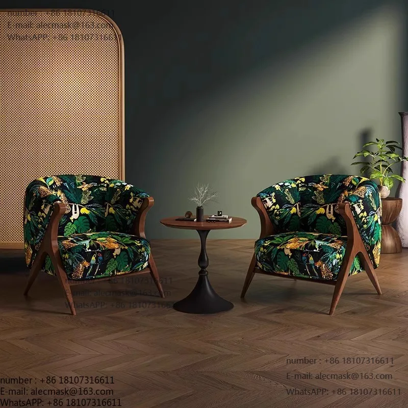 

Wabi Sand Wind Medieval Single Sofa Chair Retro Designer Hotel Homestay Cafe Reception Negotiation One Table and Two Chairs