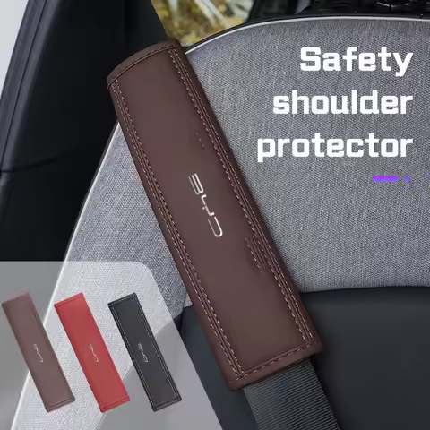 2Pcs Car Seat Belt Nappa Leather Safety Belt Shoulder Covers For BYD Song Plus Yuan Pro Tang EV F0 F3 Seal u DMi Han Qin Dolphin
