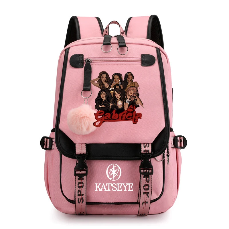 

Katseye Gnarly Backpack for Teenager Girls Fashion Usb Charge Knapsack Women Outdoor Travel Bagpack Student Daily Rucksack Gift