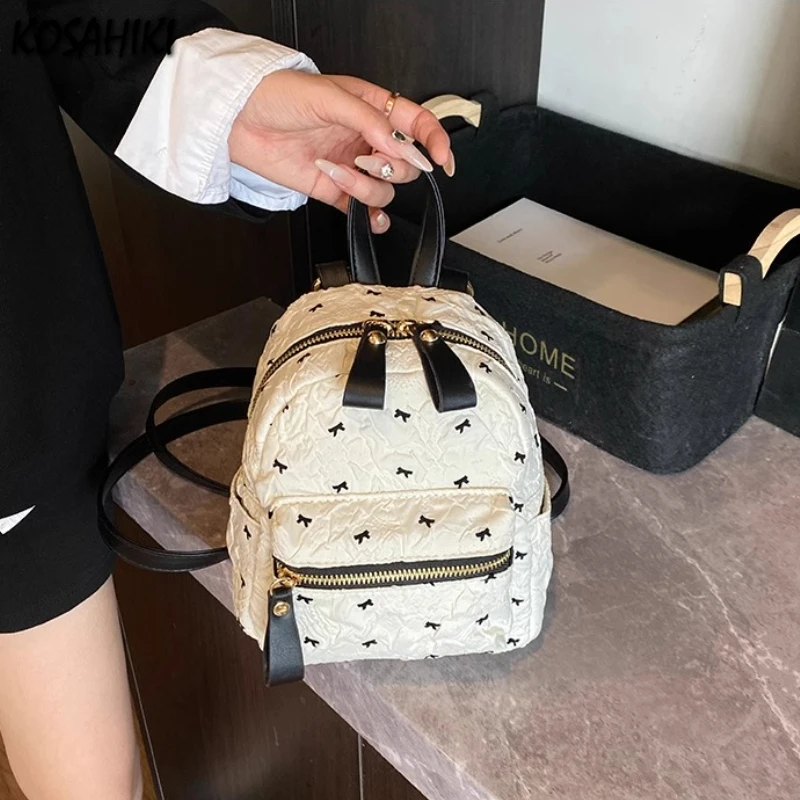 

Japanese Casual Travel Bags for Women Kawaii Sweet Bow Print Mini Backpacks Y2k Aesthetic All Match Chic Girls Schoolbags Trendy
