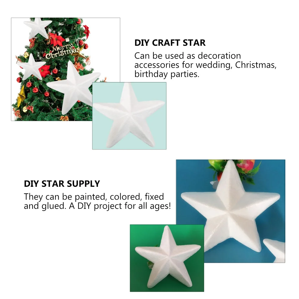 

12 pcs Diy Craft Star Supply High Density Smooth Surface Easy Paint Christmas Wedding Birthday Decoration Accessories