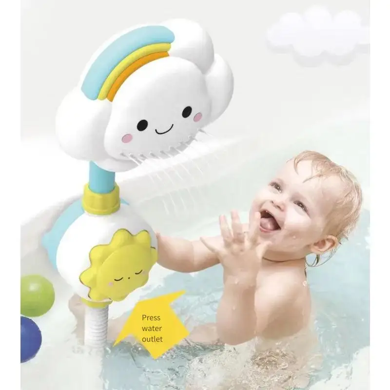 لعبة حمام برأس دش سحابي يدوي - لعبة مائية للأطفال مع صنبور نموذج سحابي لعبة رشاش الحمام لوقت استحمام الأطفال