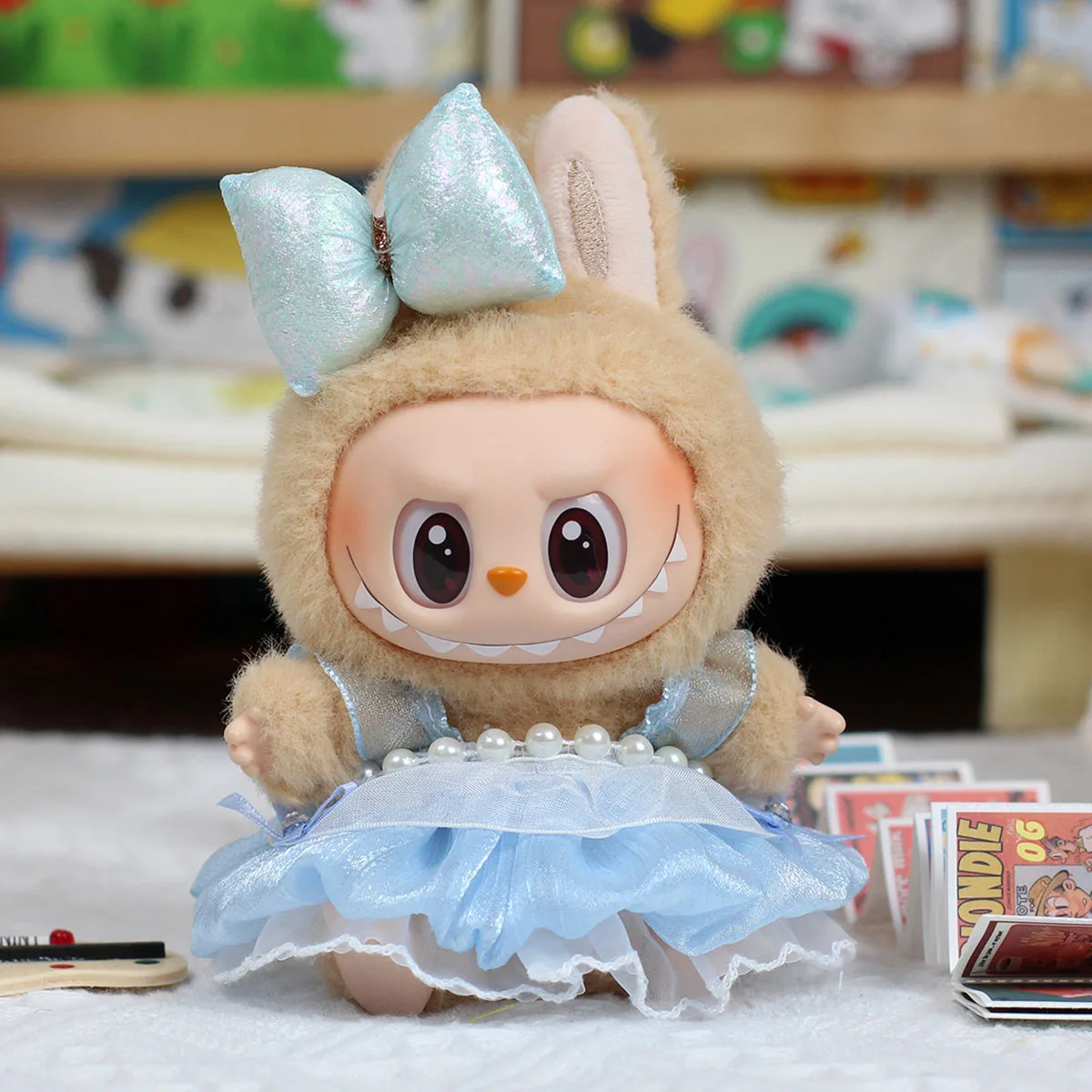 17 سنتيمتر دمية قطيفة صغيرة الزي اكسسوارات ل Labubu II المعبود دمى فراشة فستان الأميرة الملابس هدية ﻿ ﻿