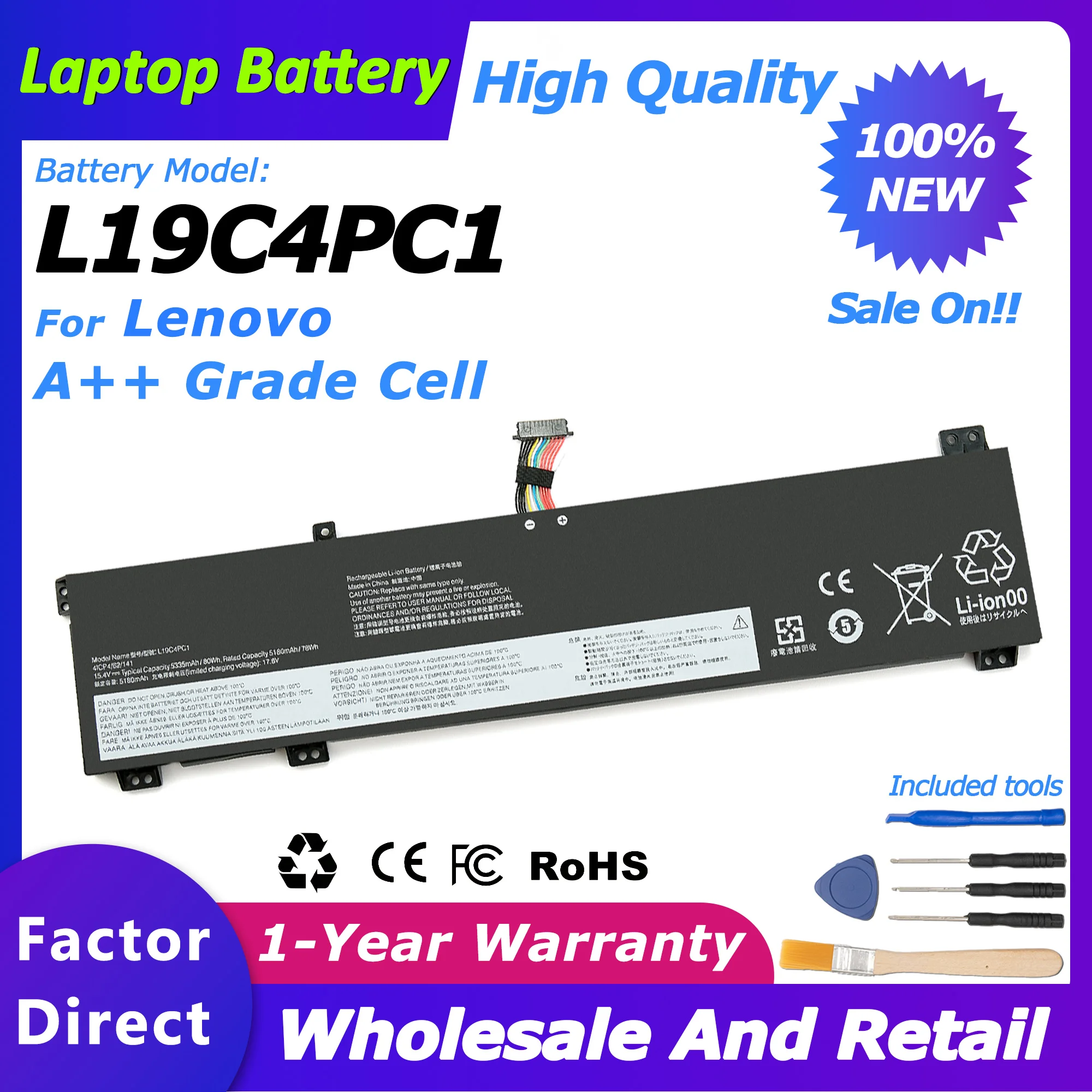 L19C4PC1 New Laptop Battery For Lenovo Legion Y7000P/R7000P/5P-15IMH05 Legion 5-15IMH05/5-15ARH05/5B10W861 series 5335mah/80wh