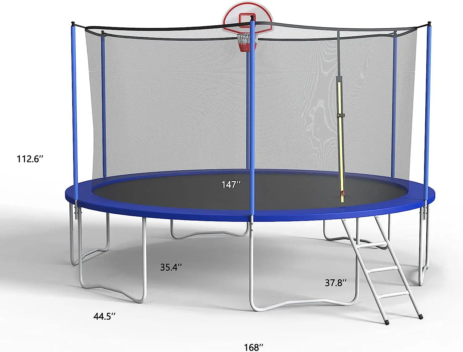 3,66m Outdoor-Trampolin mit Stahlsicherheitsnetz, Polypropylen-Schaum, Umweltfreundlicher Weicher Basketballkorb, 150kg Tragkraft