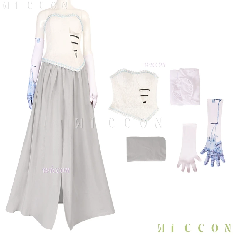 Halloween cadáver mascarada novia vestido de novia vestido Emily Victor Victoria pareja Cosplay gótico Zombie fantasma disfraz aterrador peluca