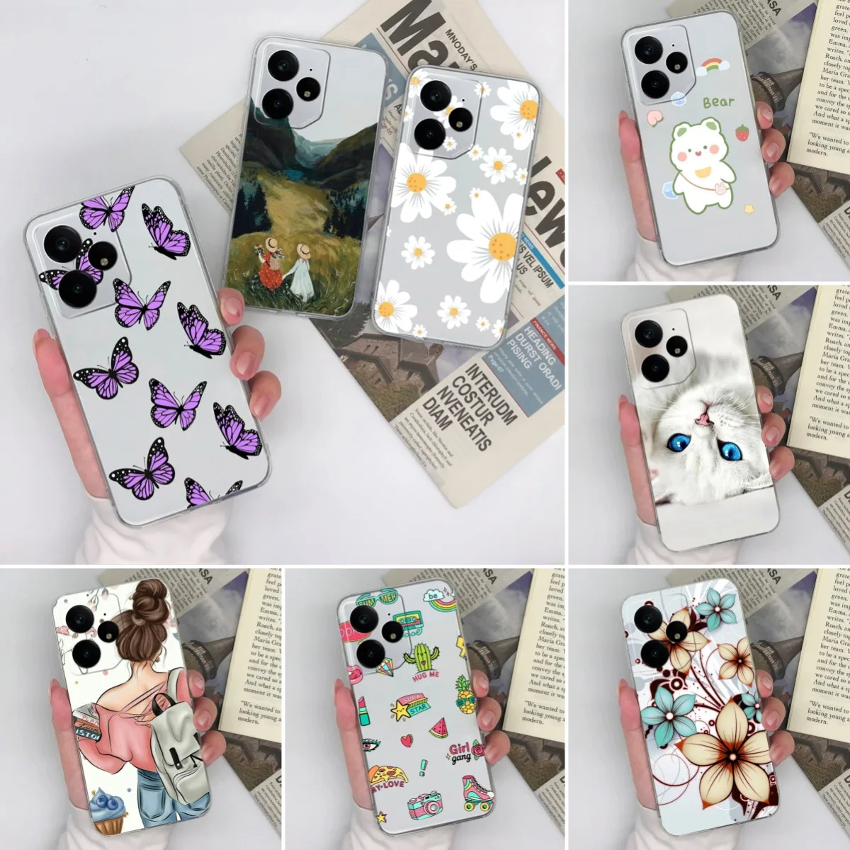 Cases For OPPO Realme Neo7 5G Capa Creative Lovely Bear Shockproof Protective Soft Silicone Transparent Housing For Realme Neo 7