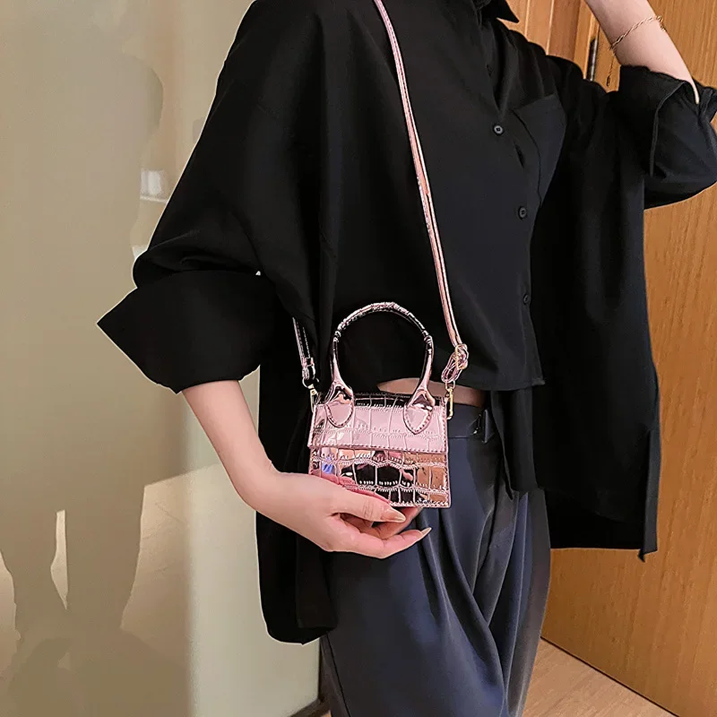 Mini Internet Celebrity PU Lipstick Change Small Square Bag 2024 New Fashion Trend One Shoulder Carrying Crossbody Bag for Women