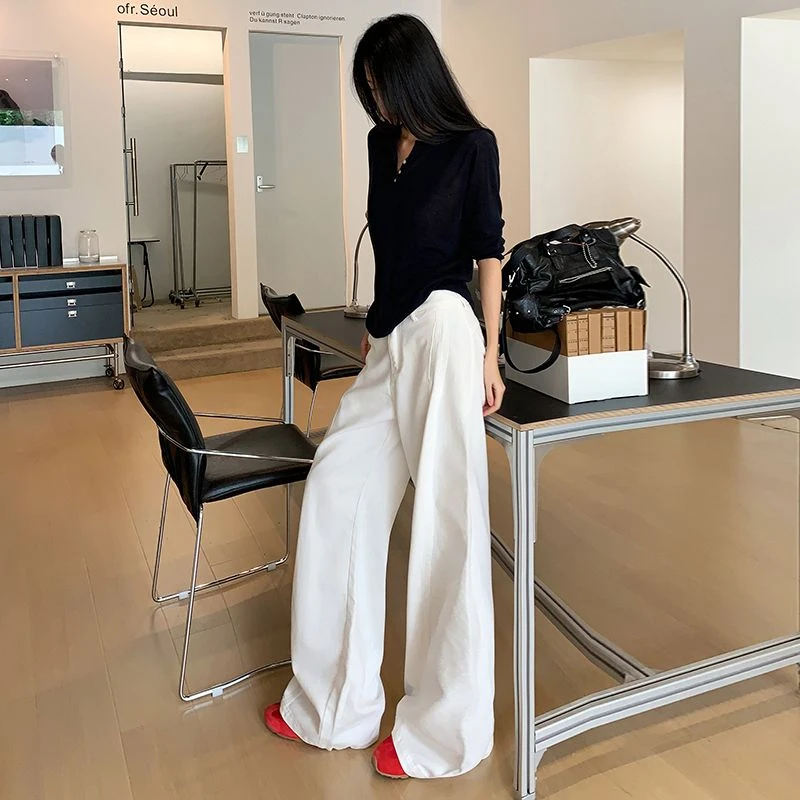 

ZHISILAO новые белые широкие расклешенные джинсы-карго женские винтажные повседневные джинсовые брюки длиной до пола, уличная одежда, лето 2023 г.