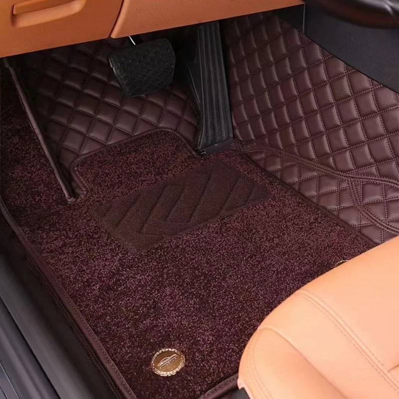 Custom Fit Car Floor Mat Interior Accessories 360 Degree Faux Double Layers Full Surround Covered Floor Mat Carpet