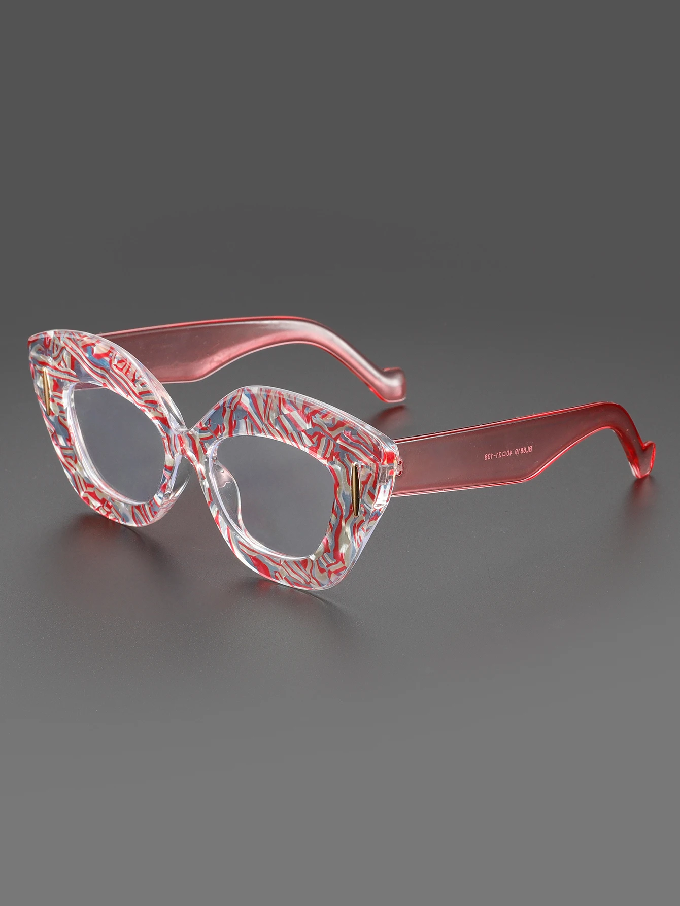 إطار كبير عين القط الأزهار الزجاج الملمس أنيقة المرأة المعادن المضادة للضوء الأزرق مرآة مسطحة مناسبة للاجتماع السنوي المنصة الشارع التصوير الفوتوغرافي نظارات الموضة الزخرفية