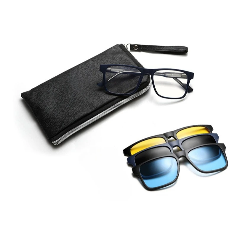 CLLOIO Multifunctional Polarized Magnetic Clip On Anti Blue Light Reading Glasses Men Myopia Glasses Custom Prescription Eyewear