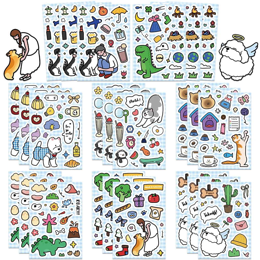 

32Sheets Animal Diary Coll DIY Puzzle Cartoon Toy Sticker For Laptop Suitcase Notebooks Water Cup Boy Girl Graffiti Stickers