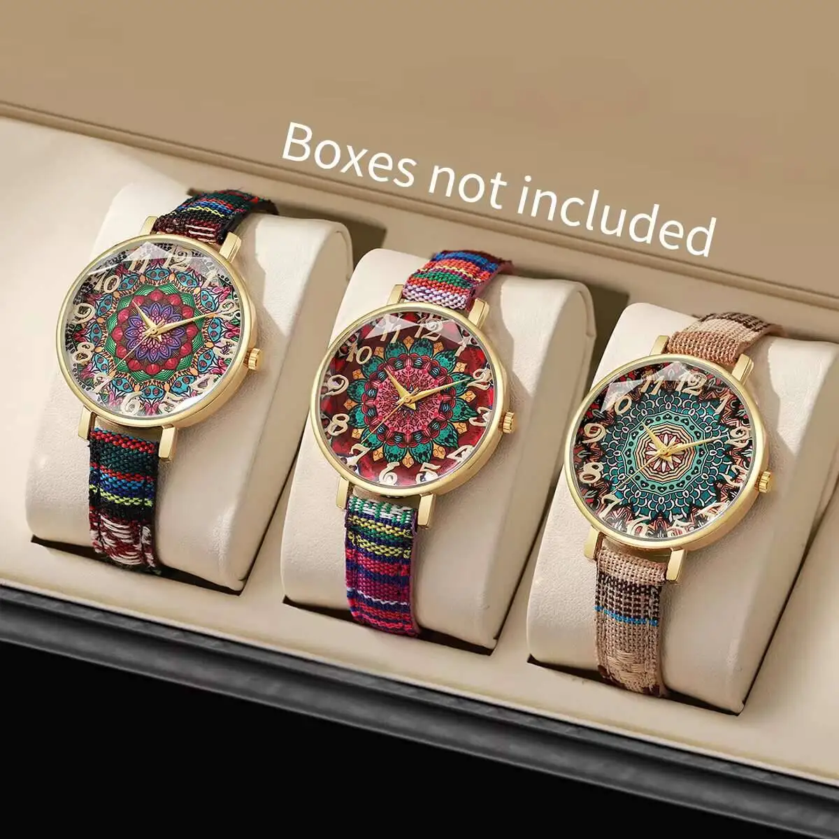 1/2/3/5 قطعة ساعات نسائية عصرية خمر الزهور المطبوعة بولي Strap حزام ساعة كوارتز للنساء ساعة هدية Reloj Mujer (بدون صندوق)