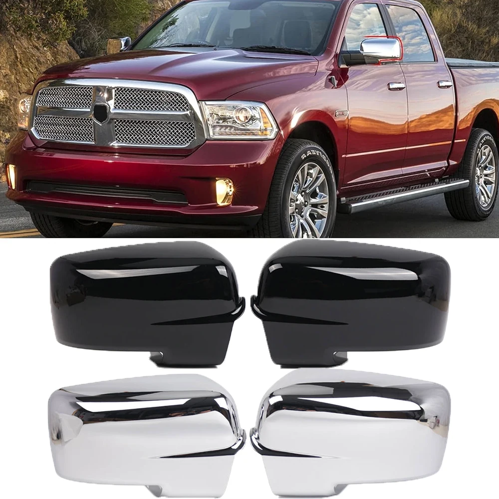 

Rearview Side Wing Mirror Cover Caps Trim Replacement Chrome Black Accessories For Dodge Ram 1500/2500/3500/4500/5500 2013-2018