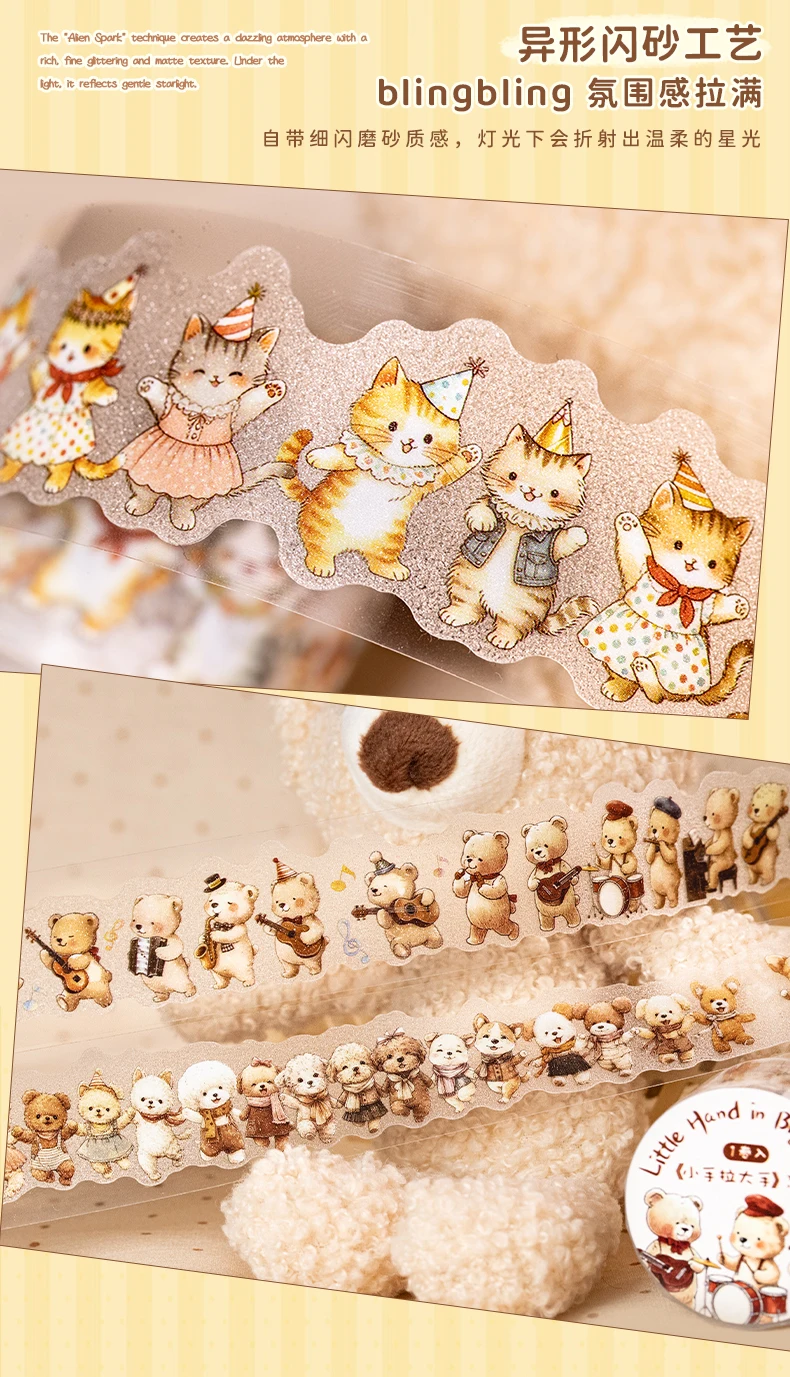 Journal GO 3cmx2m Cute Animals Tape Stickers for Collage Junk Journal Landscape Materials Journal Mobile Phone Laptop diy Decals