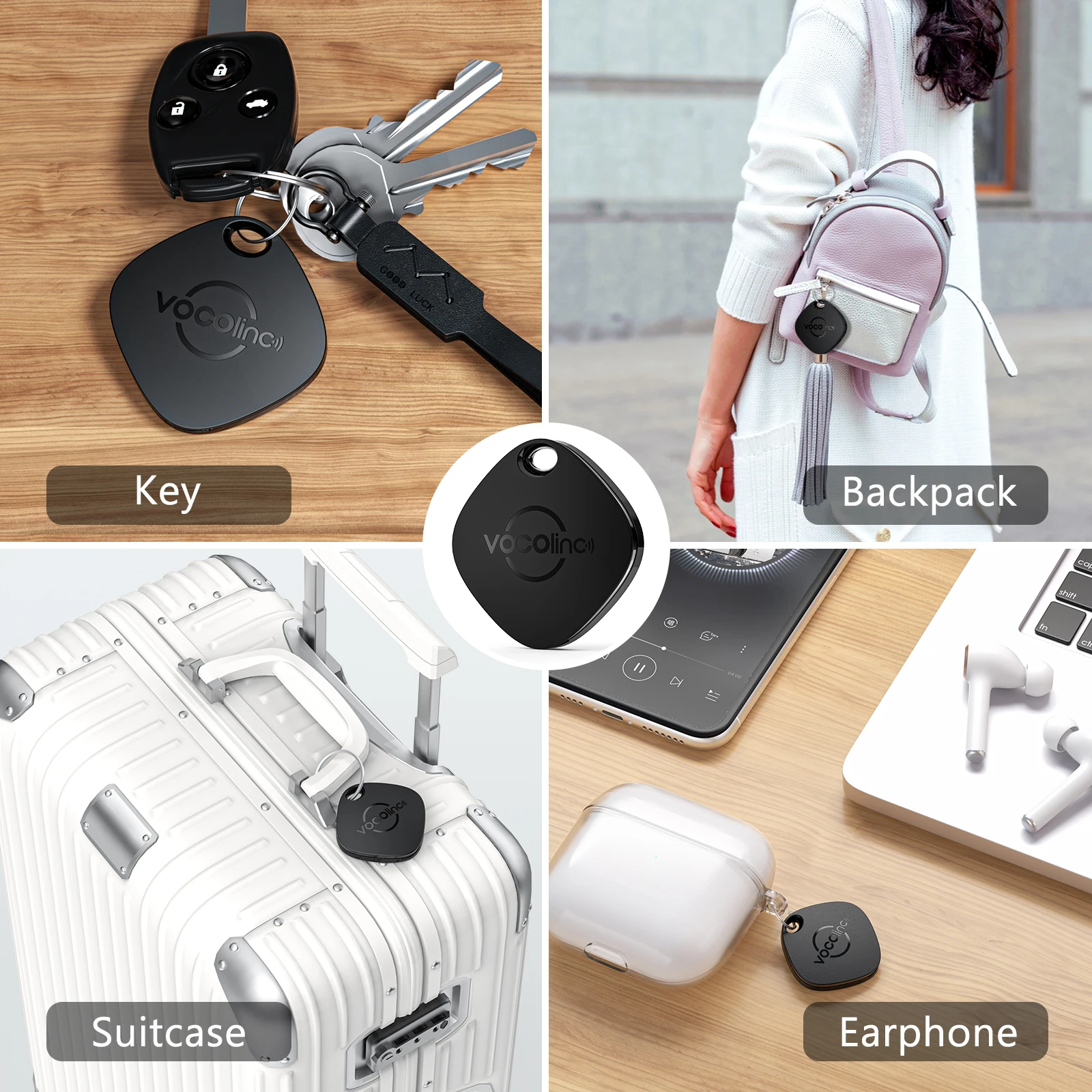 VOCOlinc Smart Bluetooth Tracker, Global Positioning Air Tag, Anti Lost Item Finder (Only Supports IOS), Wallet、Key、Bag Locator