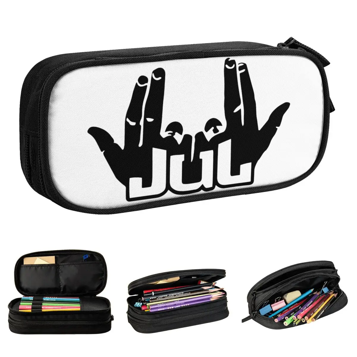 Jul Sign Logo Pencil Cases Creative Hip Hop Pen Bags for Student Big Capacity School Supplies Gift Pencilcases