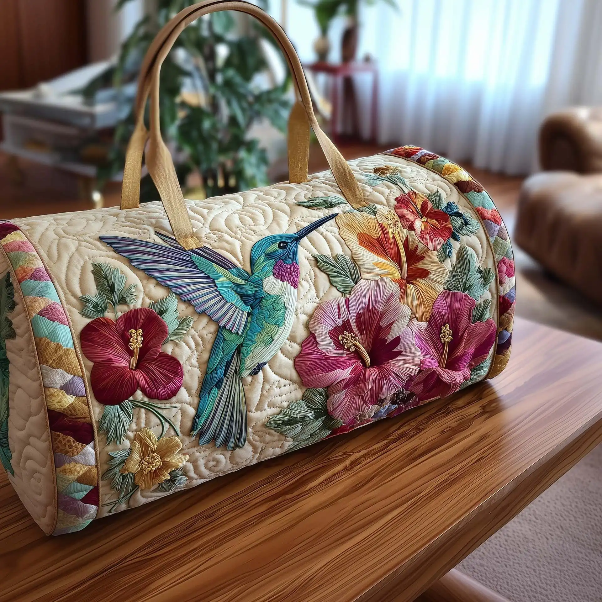 

3D Printed Quilted Bags floral Personalized Gifts Sport Bags Handbag Tote Bag Custom Training Travel Bag Beach Hiking Camping