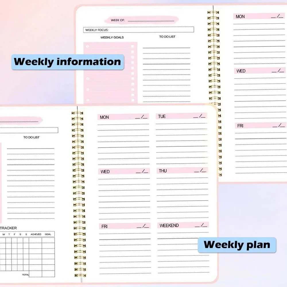 A5 Weekly Planner Coil Daily Planner Simple Stylish Portable Notebook for Study School Office Note-taking Budget Monthly Planner - view 4
