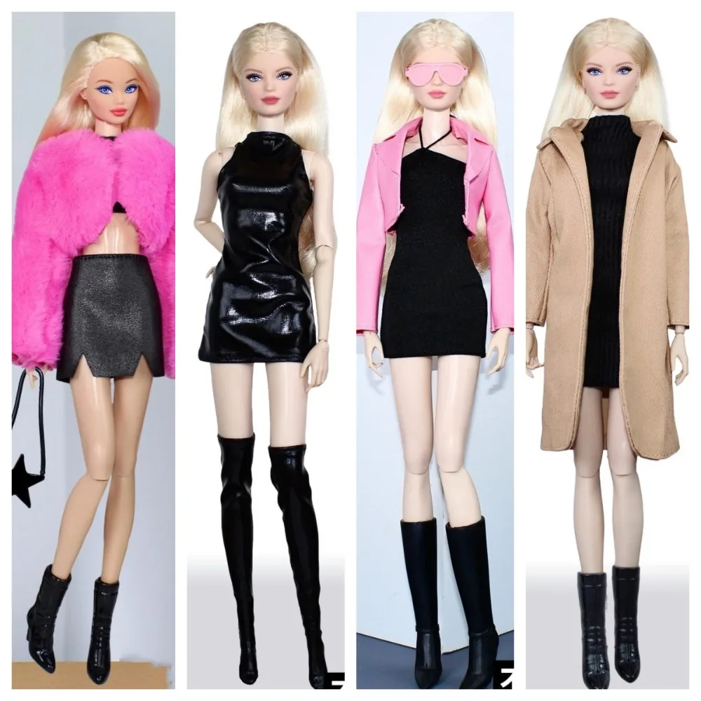 

30cm doll clothes set / top skirt plush coat dress boots fashion clothing outfit for 1/6 Xinyi FR ST blyth OB BB Doll xmas gift