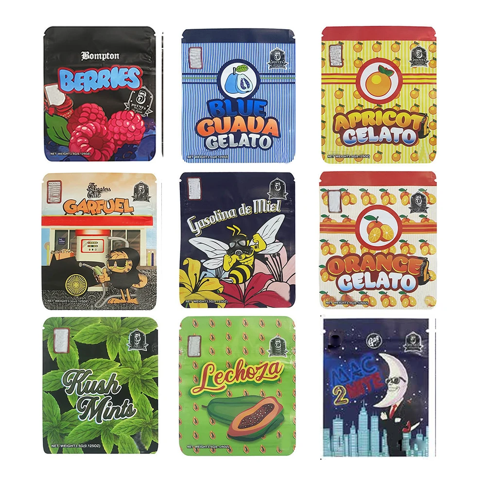 1G 3.5G Child Lock Mylar Bags Smell Proof Pouch Soft Empty ZipLock 3.5 Grams Package Zipper Storage Packaging Case for Dry Herb