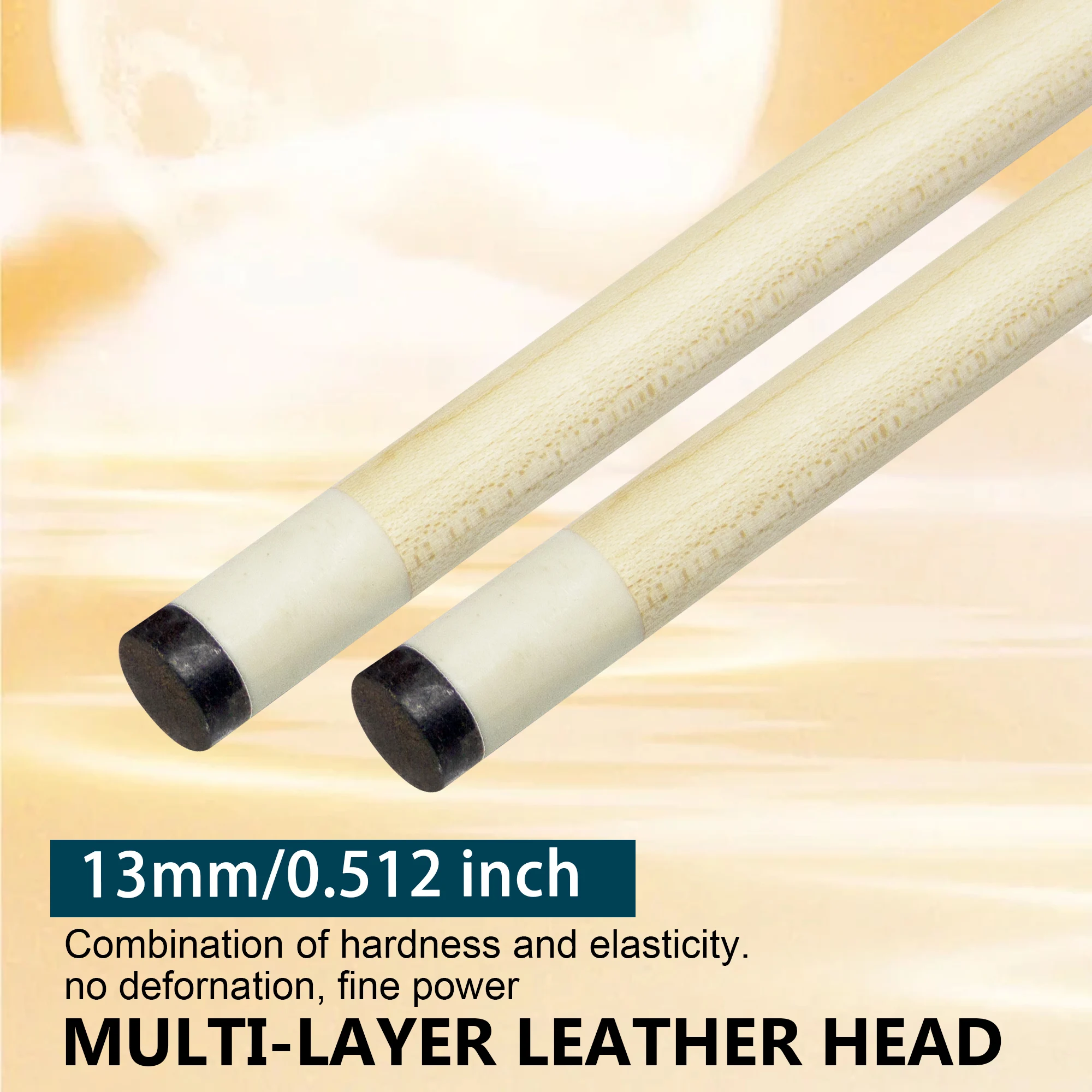 하드락 메이플 큐대 (13mm 다층 가죽 팁, 유니락 퀵 릴리즈 조인트, 충격 흡수, 균형 잡힌 탄성)