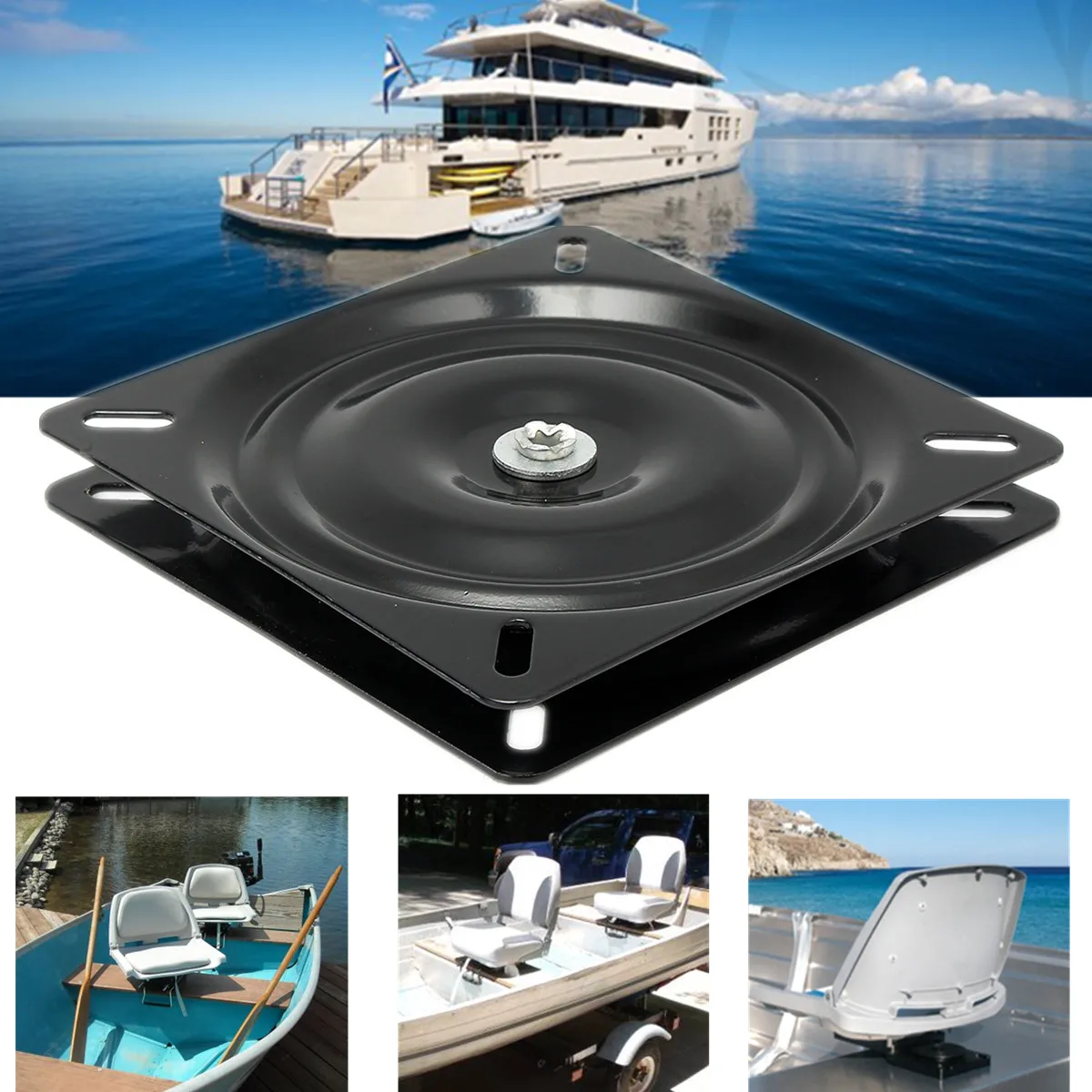 7 inch Boat Seat Swivel Plate Fishing Boat Marine Seat Swivel Rotation 360 Degree Rotation Universal Set 18x18x2.1cm