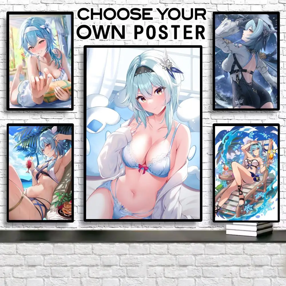 

Painting Calligraphy Canvas Poster: Crease Free Waterproof Durable All Space Wall Decor Eula Game Genshin Impact