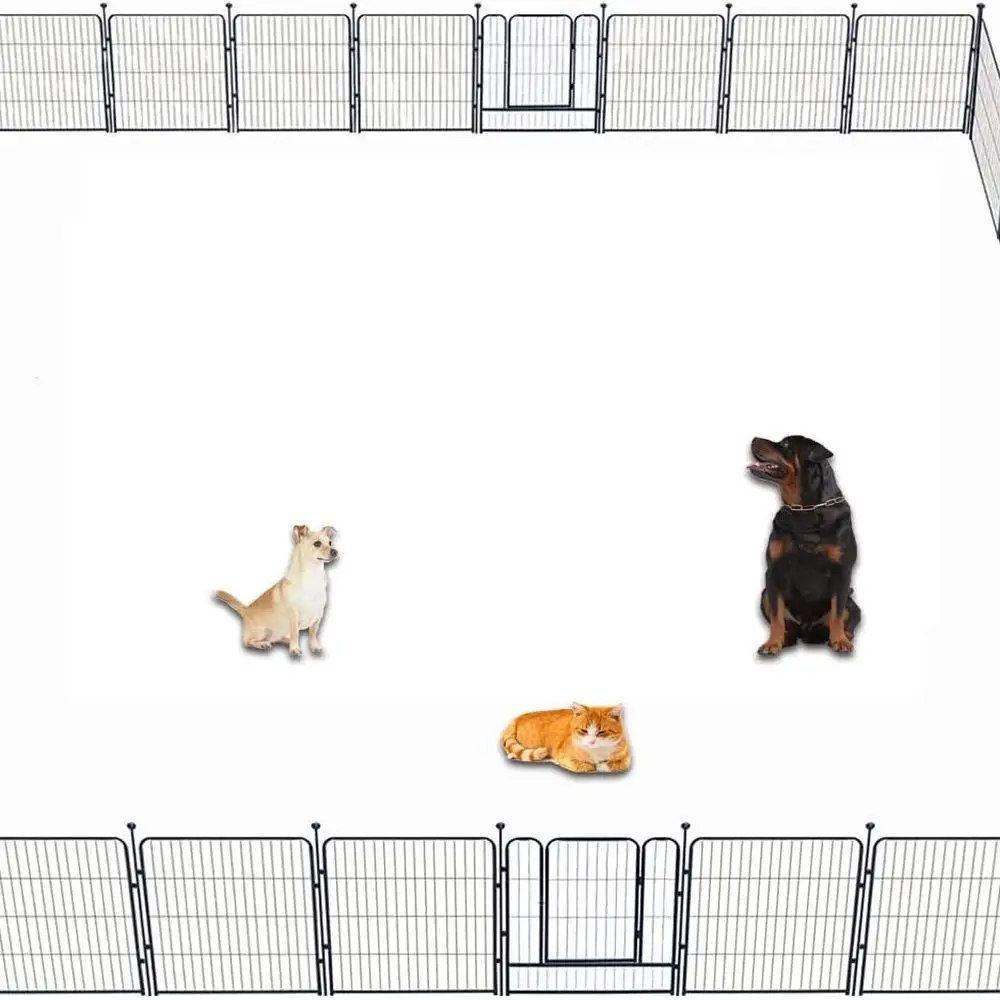 

Сверхмощный складной манеж для собак, высота 32, 32 панели, подходит для внутреннего и наружного использования, устойчивый к ржавчине, с дверцей для всех размеров