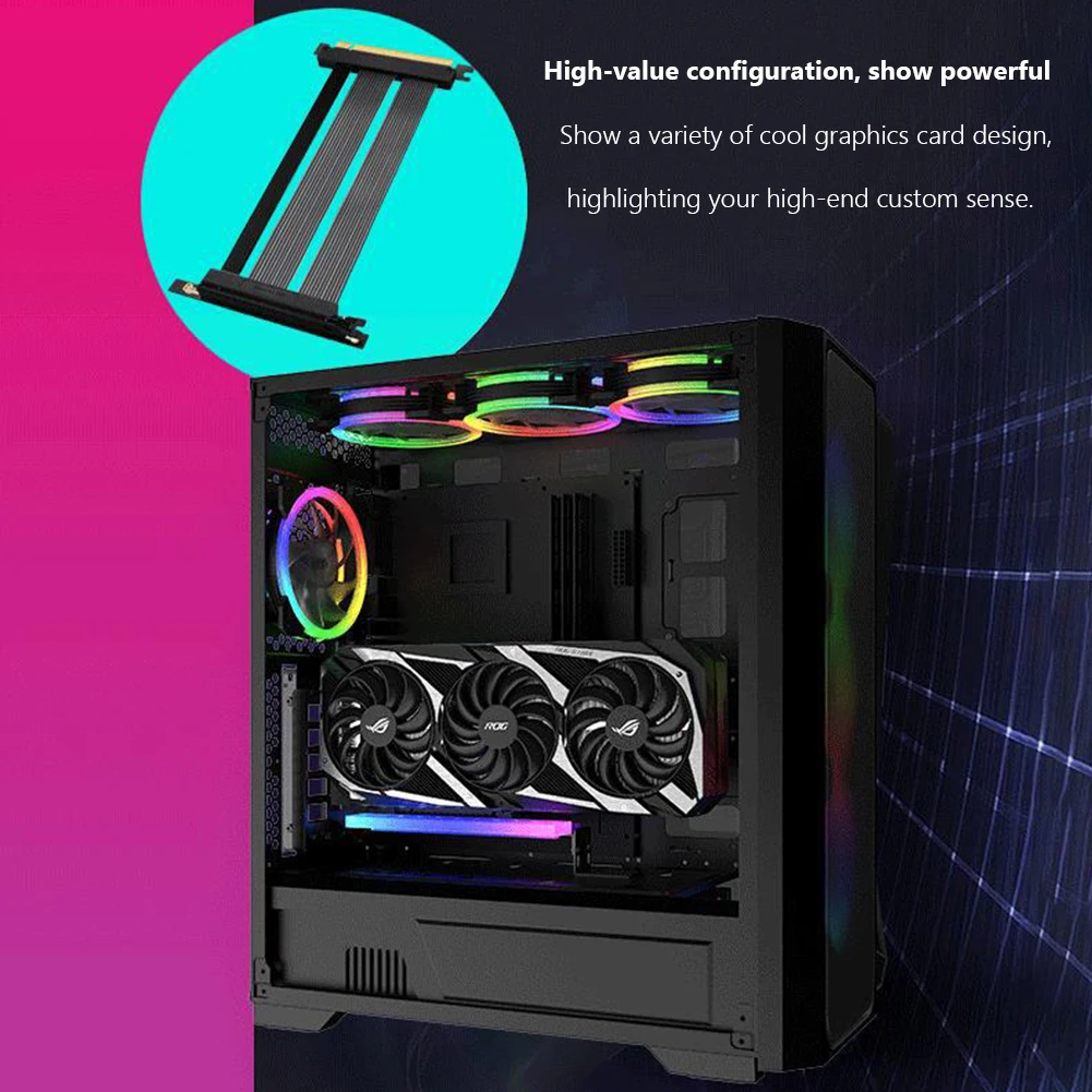 Imagem -05 - Placa Gráfica Rgb Bracket Connector Cabo Extensão do Cartão Riser Adaptador de Porta para Computador Gpu Case Atx Pci-e 4.0 16x