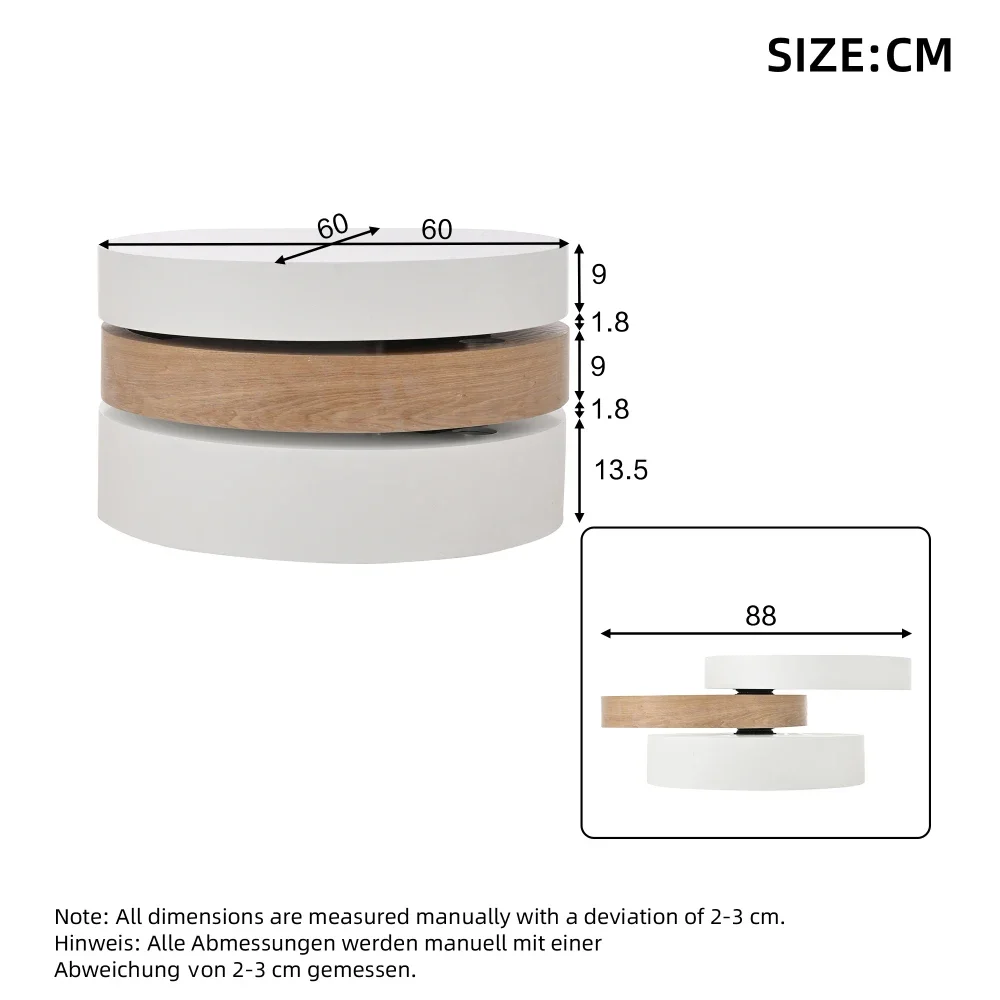 Moderner zylindrischer Couchtisch 360° ° Drehbare Wohnzimmermöbel mit einer Kapazität von 30 kg – Detail 3