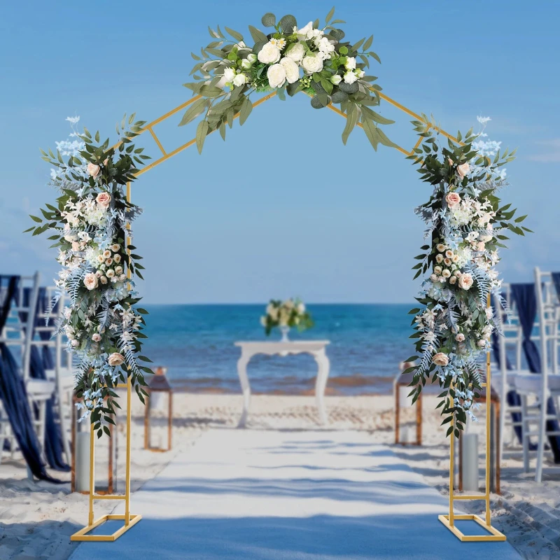 

2.4x2m Carbon Steel Golden/White A-Shape Wedding Arch Floor Standing Wedding Stands with Base Size for Wedding Party Decor