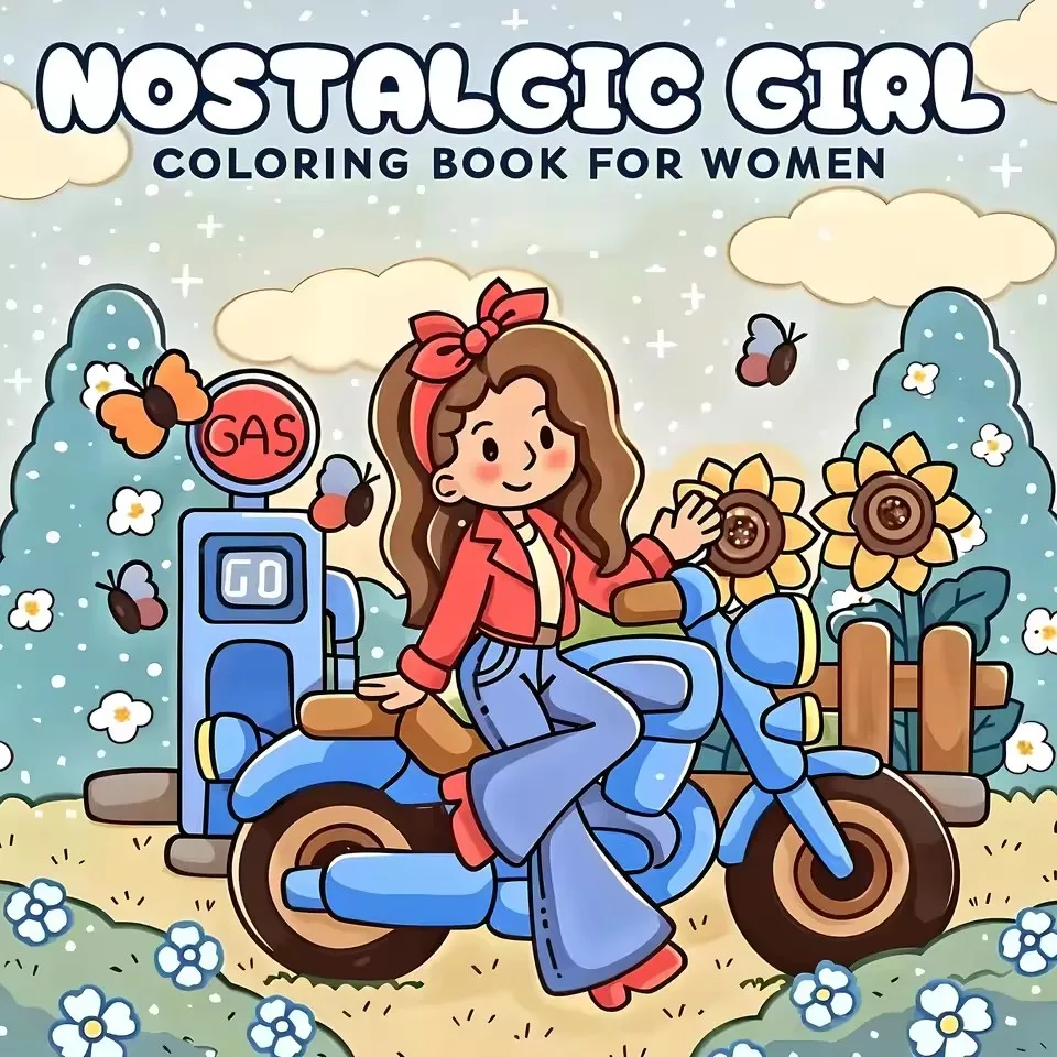 NOSTALGIC GIRL: Coloring Book for Adults Featuring Cute Cozy Daily Activities Relaxation (Cozy Spaces Coloring)