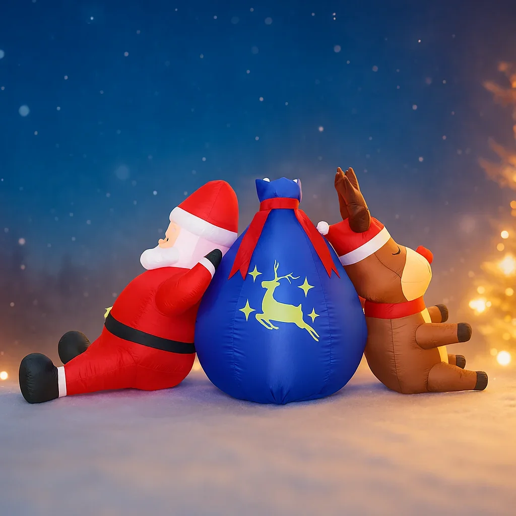 7.8FT Gonfiabile Giocattolo Di Natale Regali Di Natale Decorazioni Babbo Natale Renna Decorazione Di Natale Decorazione Da Cortile Sacchetto Regalo LED Ornamento Per La Casa