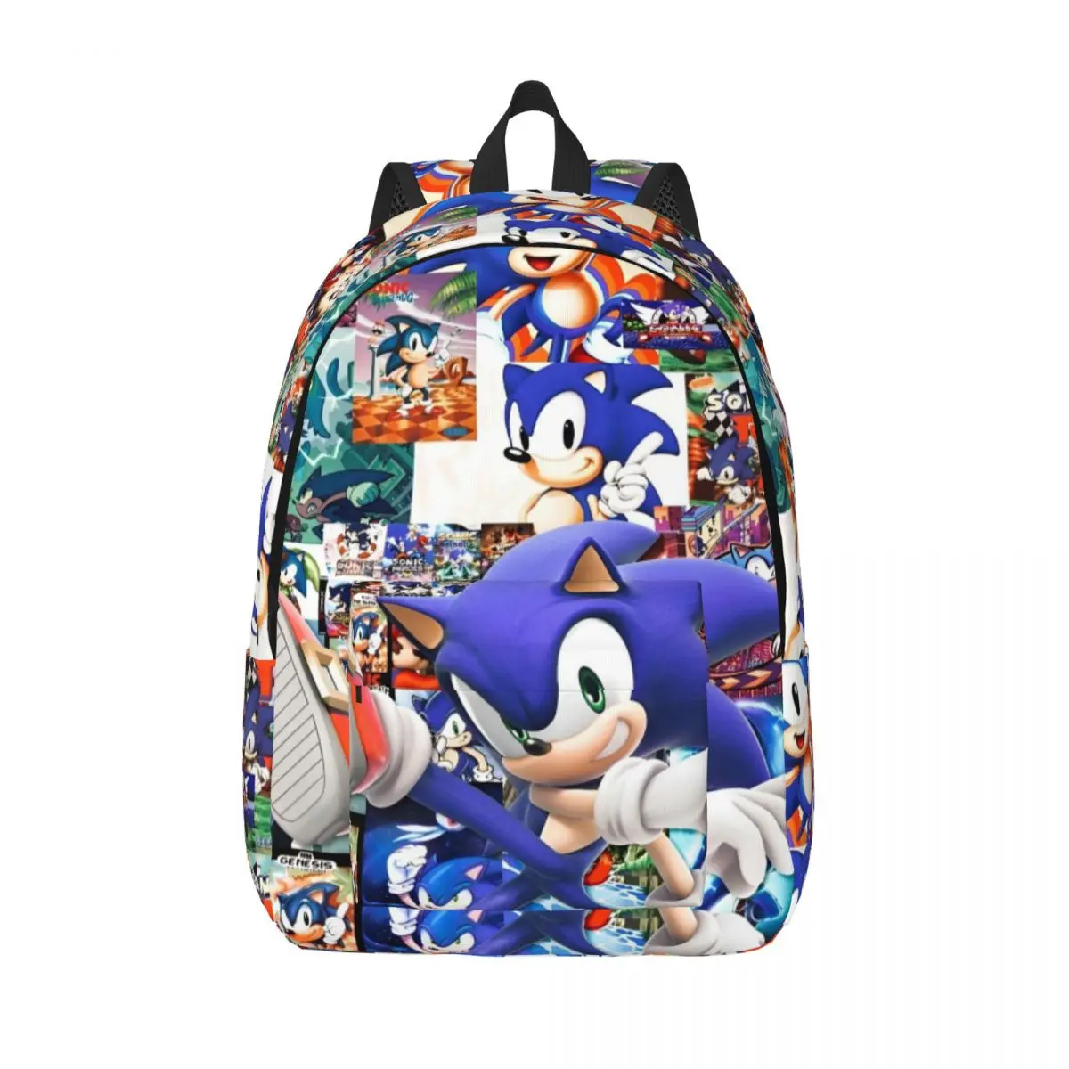 S-Soniced for Teens Student School Book Bags Cartoon Game Daypack Elementary High College Lightweight