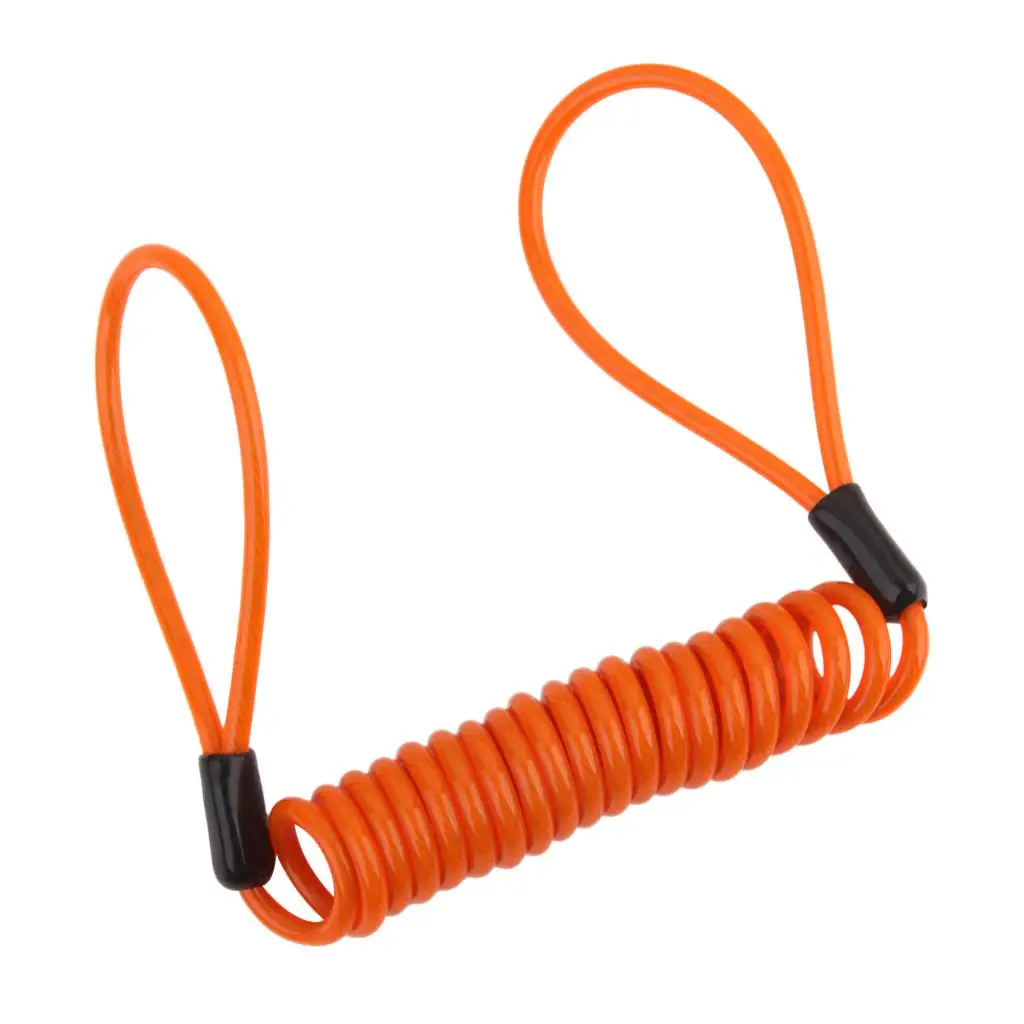 Lanyard Spring Coil Wire Rope Disc Brake Lock Reminder Cable Orange