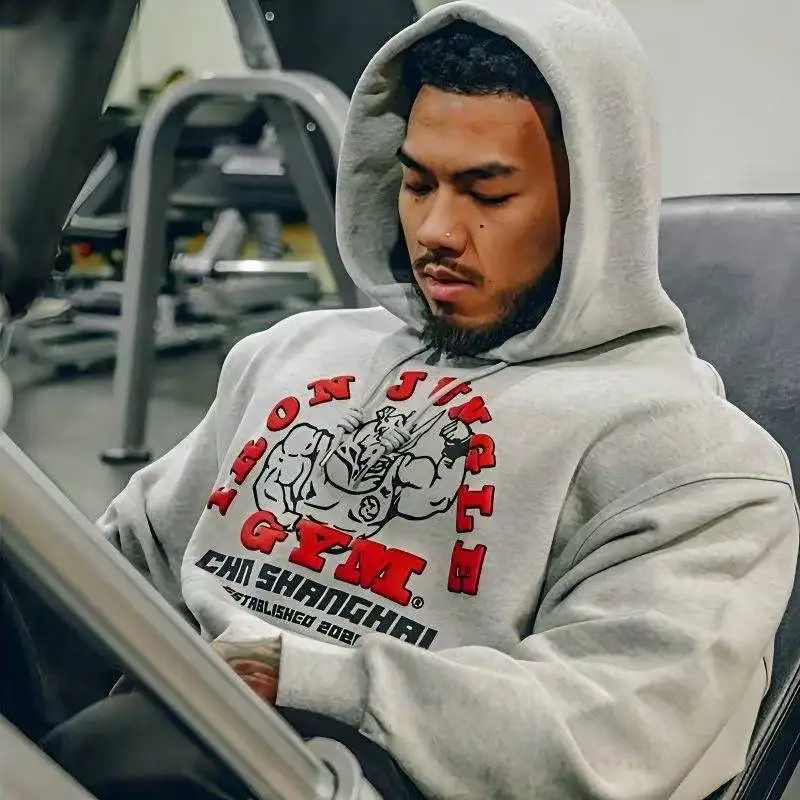 

2025 New Fitness Gym Hooded Sports Hoodies for Men Unisex Winter Oversized Loose Basic Solid Sweatshirts Pullovers Coats HY0631