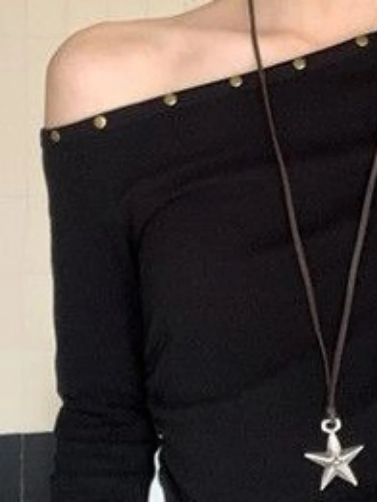 الخريف خمر برشام بلايز الشارع الشهير المرأة انحراف طوق الجرونج تيز Harajuku غير النظامية مطوي Bodycon التي شيرت