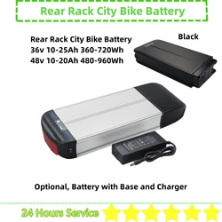 36V Electric City Bike Ebike Battery Rear Rack Carrier 36V 10Ah 10.4Ah 13Ah 17Ah 20Ah 48V 10Ah 10.4Ah 20Ah Battery with Charger