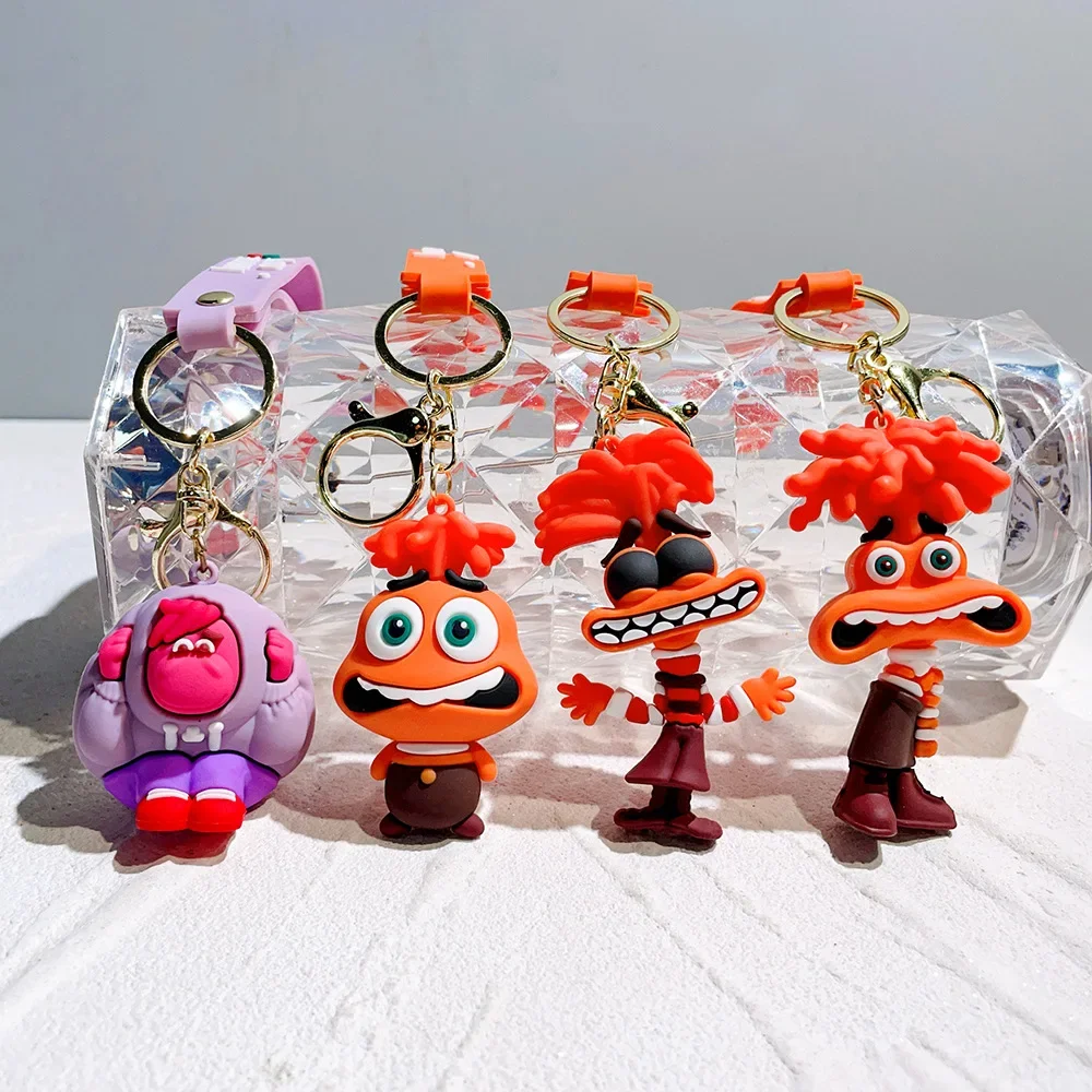 Disney keychains Inside Out 2 Joy Sadness Anger Fear Disgust Anime Figures Kawaii Dolls Couple Bags Pendant Keychain Toys Gifts