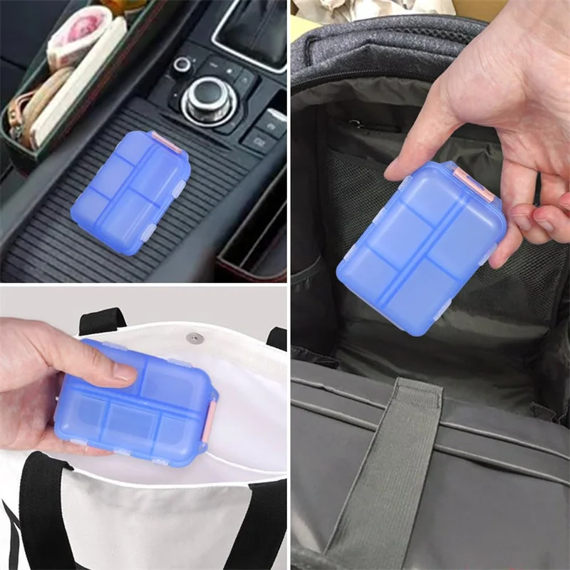 10Grids Portable Pill Case Folding Medicine Drugs Pills Caps