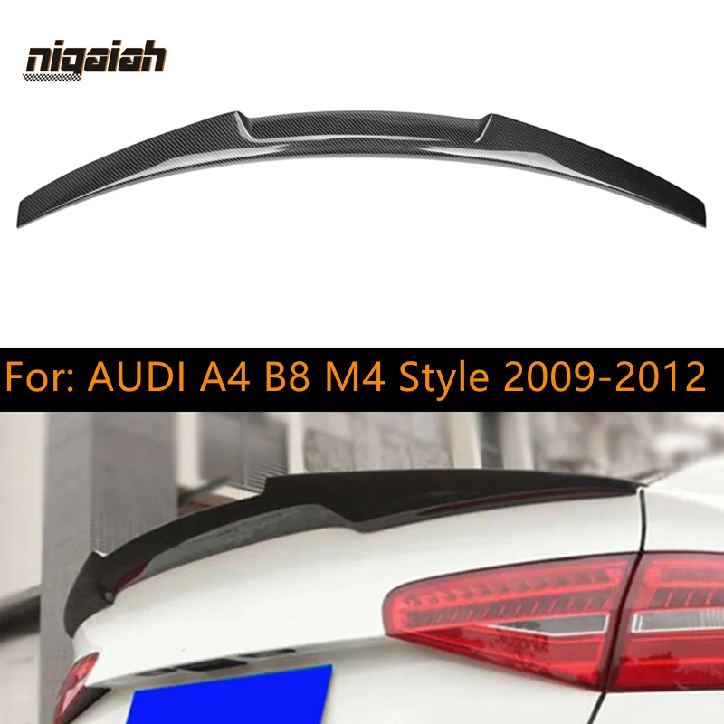 For Audi A4 S4 B8 Car Decoration 2009 2010 2011 2012-UP M4 Style Carbon Fiber Rear Trunk Spoiler