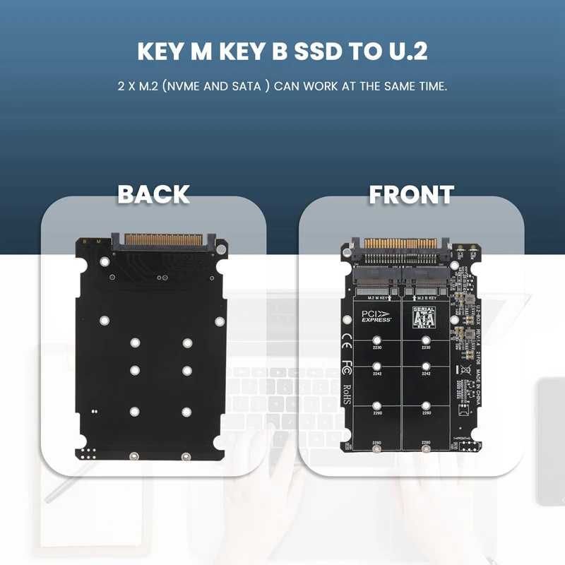 2 in 1 M.2 NVMe SATA U2PCB M.2 NVME SSD Key M Key B SSD to U.2 Hot Sale in Stock