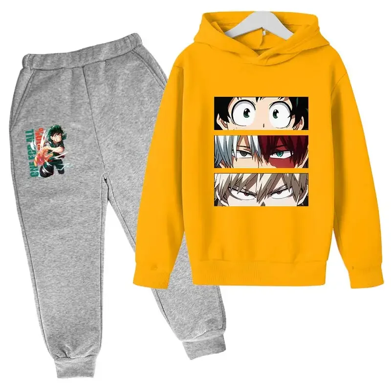 Baby boys Girl Clothing Sets My Hero Academia Hoodies Tops +Pants 2pcs Set 4-14 Years Birthday Suit Boys Tracksuits Suits