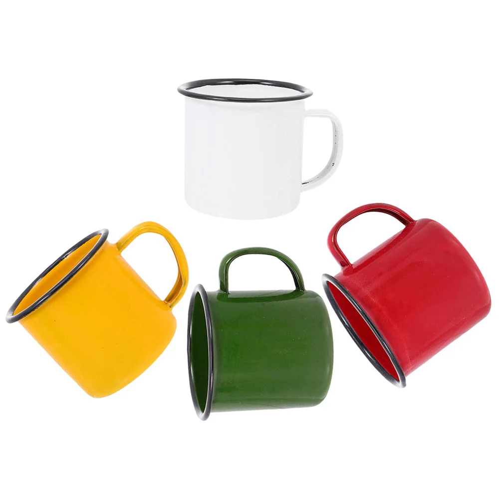 

4 Pcs Retro Enamel Mug Water Cup Coffee Enamelware Cups Tea Style Large Vintage Chinese Traditional Teapot
