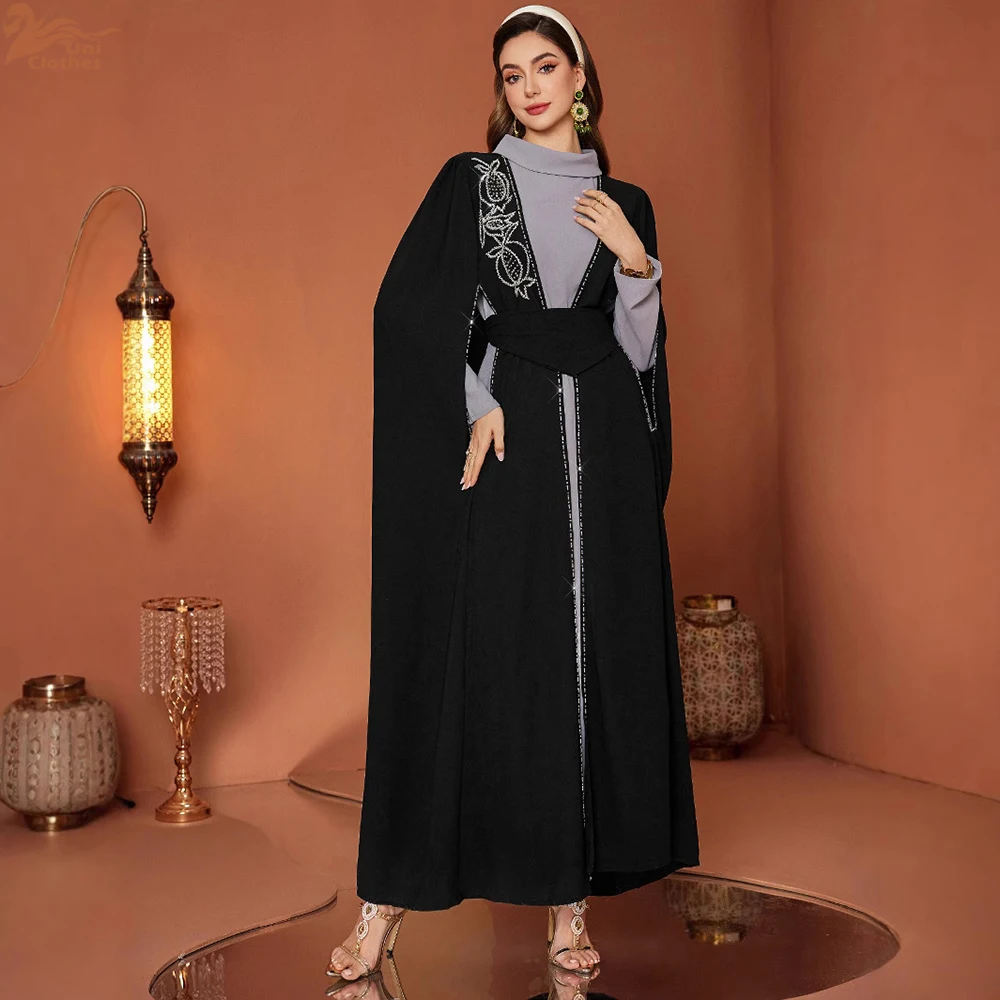 

Роскошные мусульманские комплекты Абая в Дубае для женщин, вечернее платье с бриллиантами, кимоно, свадебное платье Джалабия, кафтан для Рамадана